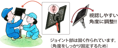 視認しやすい角度に調整！！　ジョイント部は固く作られています。
（角度をしっかり固定するため）