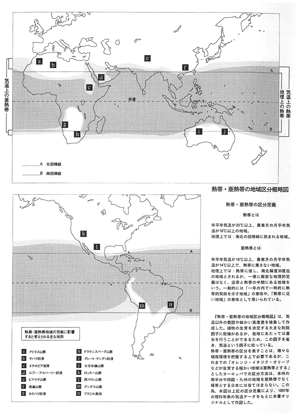 熱帯・亜熱帯の地域区分概略図